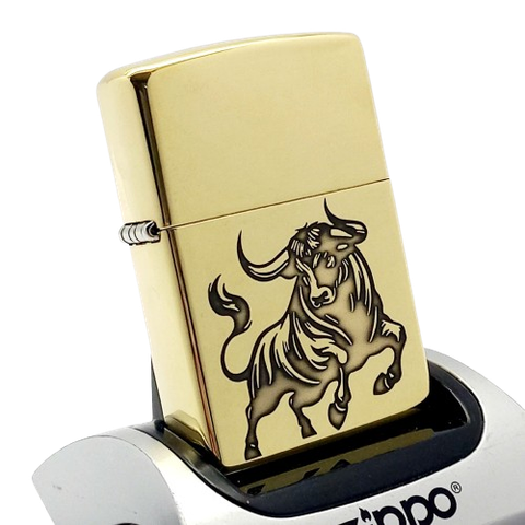 Bật Lửa Zippo Đồng Khối Khắc Tuổi Sửa Con Trâu - Chủ Đề 12 Con Giáp ZKB123