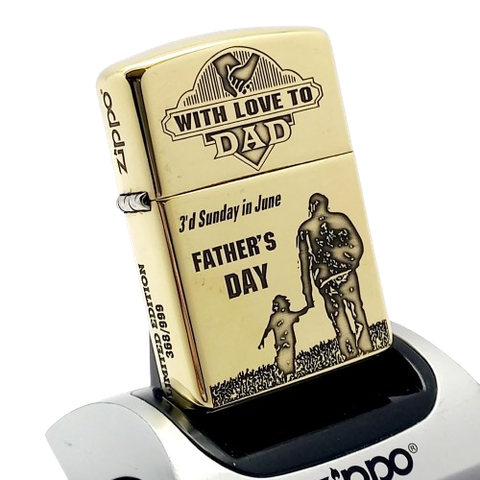 BẬT LỬA ZIPPO ARMOR VỎ DẦY KHẮC CHA CON Ý NGHĨA 4 MẶT ZKB86