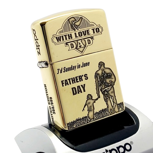 BẬT LỬA ZIPPO ARMOR VỎ DẦY KHẮC CHA CON Ý NGHĨA 4 MẶT ZKB86