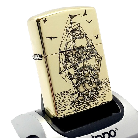 Bật Lửa Zippo Armor Đồng Nguyên Khối Chủ Đề Thuận Buồm Xuôi Gió May Mắn ZKB102