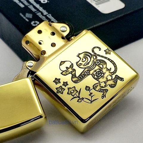 Bật Lửa Zippo Đồng Khối Khắc Tuổi Thân Con Khỉ - Chủ Đề 12 Con Giáp ZKB119