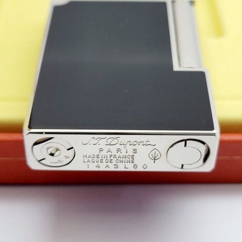 Bật Lửa Dupont Hong Kong mạ vàng vân kim cương phủ men đen D100