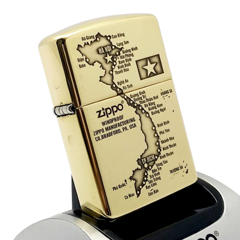Bật Lửa Zippo Armor Đồng Nguyên Khối Chủ Đề Bản Đồ Việt Nam ZKB92