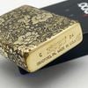 BẬT LỬA ZIPPO BRASS ĐỒNG KHỐI HOA MẪU ĐƠN BẢN AMOR  KHẮC 4 MẶT ZKB73