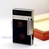 Bật lửa Dupont mạ bạch kim phủ men đen vân pháo hoa D204