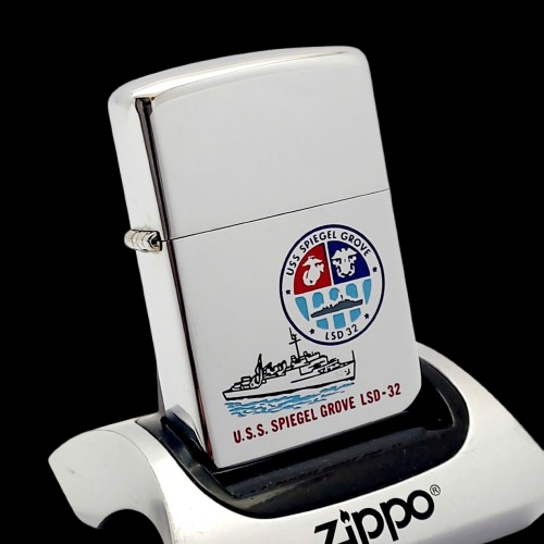 Bật Lửa Zippo Cổ Đồng Khối Mạ Chrome Bóng Chủ Đề Tầu Chiến Năm 1974 Đời 8 Vạch Sắc ZC471