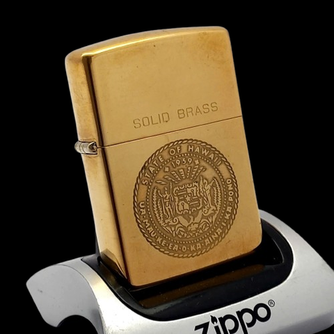 Bật Lửa Zippo Đồng Nguyên Khối Solid Brass Chu Niên 1932 - 1991 Ăn Mòn Chủ Đề Hawaii Hiếm Gặp ZQH184