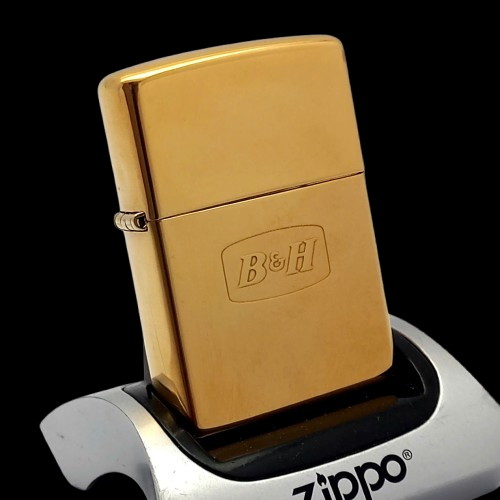 Bật Lửa Zippo Đồng Nguyên Khối Dập Nổi Logo Chữ B&H Hiếm Gặp Mộc Đáy Kép Đời XVI Năm 2000 ZL725