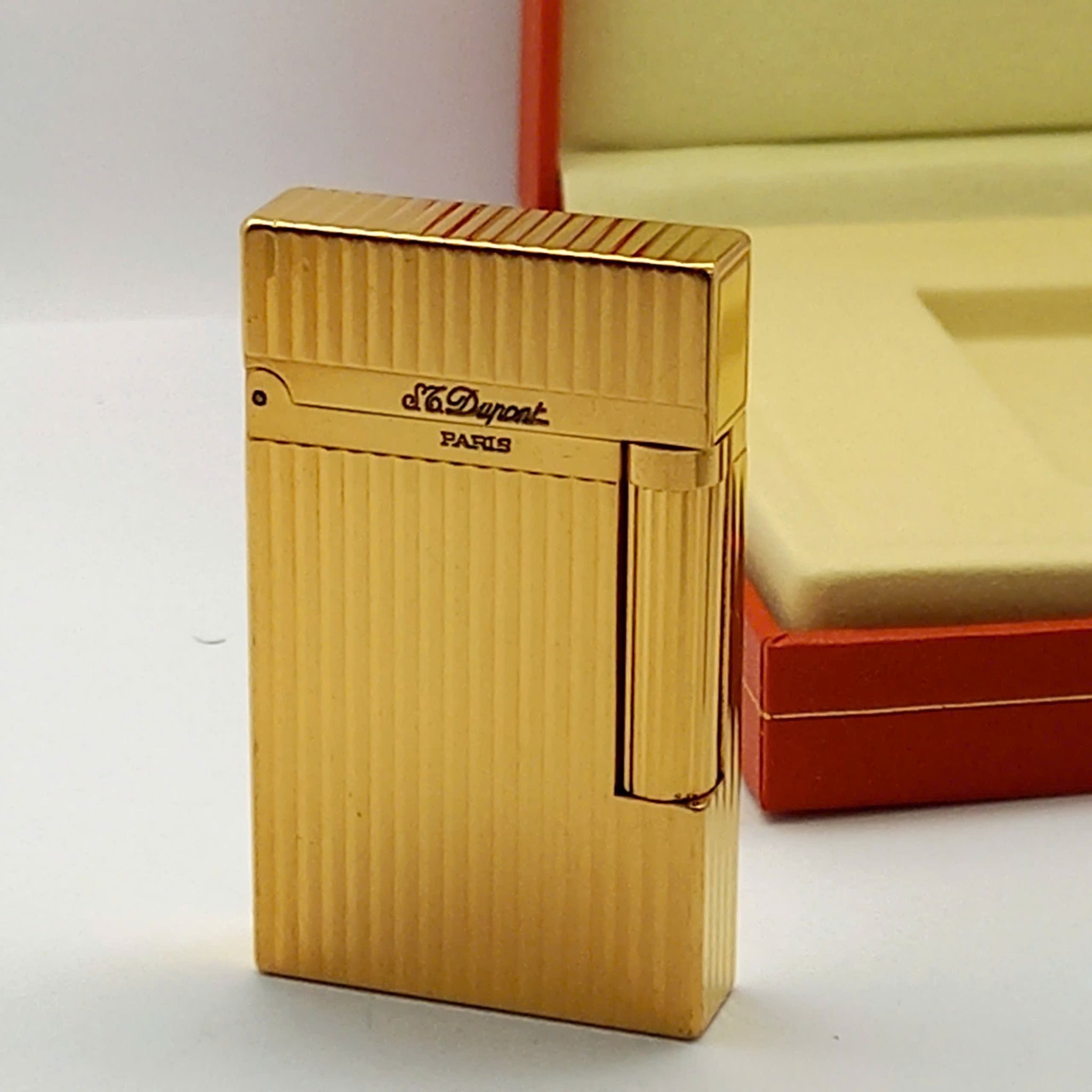 Bật Lửa Dupont 2 Ligne Phom Cao Bọc Vàng Vân Sọc Dưa DP157