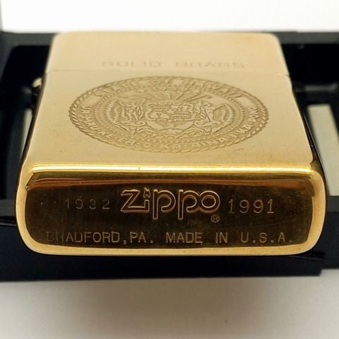 Bật Lửa Zippo Đồng Nguyên Khối Solid Brass Chu Niên 1932 - 1991 Ăn Mòn Chủ Đề Hawaii Hiếm Gặp ZQH184