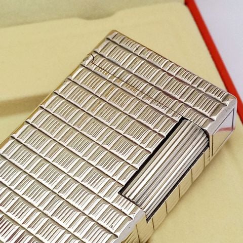 Bật Lửa Dupont 1 Ligne Bọc Bạc Vân Ô Vuông 1 Lỗ Phom Cao DP159