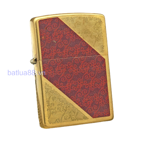 BẬT LỬA ZIPPO BRASS HOA VĂN SƠN ĐỎ NĂM 2015 Z66