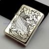 BẬT LỬA ZIPPO BẠC ĐÚC NGUYÊN KHỐI STERLING CAO CẤP KHẮC CÁ CHÉP TRONG ĐẦM SEN - ZB11