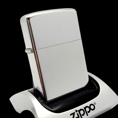 Bật Lửa Zippo Cổ Đồng Khối Mạ Chrome Trơn Bóng Năm 1972 Đời 2 Vạch Thẳng ZC472