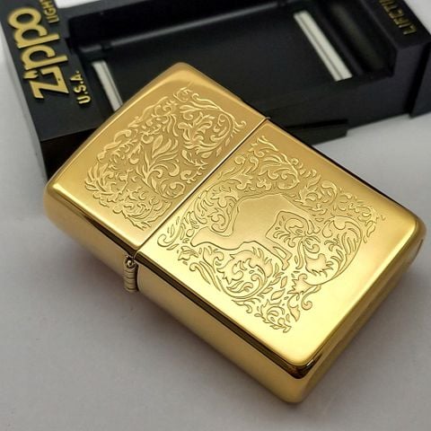 Bật Lửa Zippo Đồng Khối Gold Plated Mạ Vàng Chủ Đề Camel Đời XII La Mã 1996 ZL733