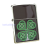 BẬT LỬA ZIPPO CHROME BÓNG HOA VĂN SƠN HẤP NHIỆT CHỦ ĐỀ CỎ 4 LÁ NĂM 2015 Z80