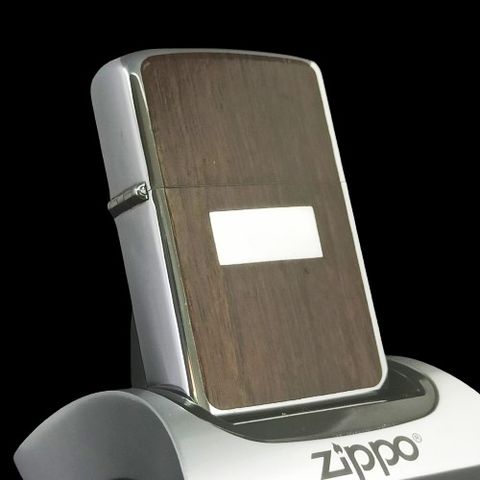 Bật Lửa Zippo Cổ Đồng Khối Mạ Chrome Ốp Gỗ Hai Mặt Năm 1979 Đời 3 Vạch Sắc ZC129