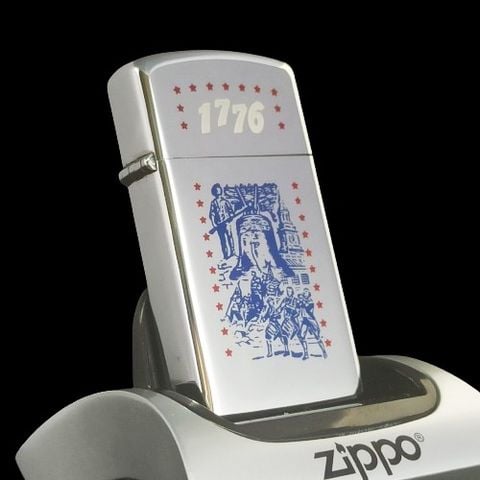 Bật Lửa Zippo Slim Cổ Đồng Khối Mạ Chrome Bóng HP Ăn Mòn Phủ Sơn Chính Hãng Đời 7 Vạch Sắc Năm 1975 ZC162