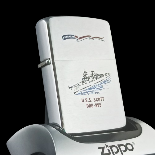 Bật Lửa Zippo Chủ Đề Tầu Chiến 2 Mặt Hiếm Gặp Đời 8 Vạch Huyền SX năm 1982 ZC221