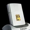 Bật Lửa Zippo Cổ Đồng Khối Mạ Chrome Phay Xước Eblem Bọc Vàng Năm 1973 Đời 1 Vạch Thẳng ZC235