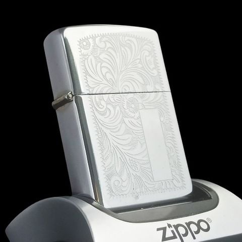 Bật Lửa Zippo Cổ Đồng Khối Mạ Chrome Ăn Mòn Hoa Văn Venetian Năm 1983 Đời 7 Vạch huyền ZC225