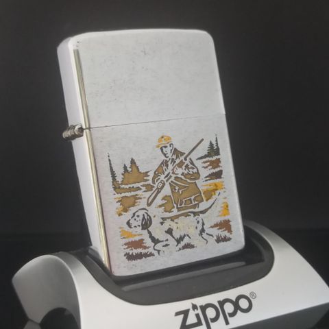 Bật Lửa Zippo Cổ Đồng Khối Mạ Chrome Phay Xước Ăn Mòn Phủ Sơn Chính Hãng Đời 2 Vạch Thẳng Năm 1972 ZCU41