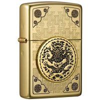 BẬT LỬA ZIPPO HOA VĂN DÁN EMBLEM HÌNH RỒNG - ZN39