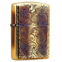 BẬT LỬA ZIPPO MẠ VÀNG CHÁY HOA VĂN ARMOR - ZN55