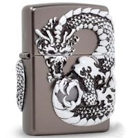 BẬT LỬA ZIPPO ỐP EMBLEM HÌNH RỒNG TRẮNG - ZN62