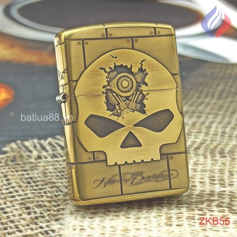 BẬT LỬA ZIPPO ĐẦU LÂU CỖ MÁY KHẮC 3D MỚI NHẤT ZKB55