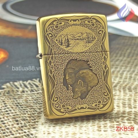 BẬT LỬA ZIPPO THỔ DÂN HỌA TIẾT 3D ZKB58