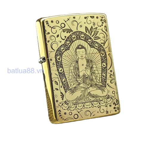 BẬT LỬA ZIPPO BRASS ĐỒNG KHỐI PHẬT TỔ NHƯ LAI VÂN MÂY - ZKB65