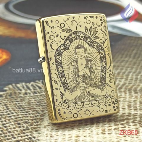 BẬT LỬA ZIPPO BRASS ĐỒNG KHỐI PHẬT TỔ NHƯ LAI VÂN MÂY - ZKB65