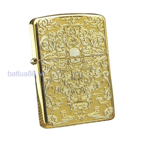 BẬT LỬA ZIPPO AMOR MẠ VÀNG HOA VĂN ĐẦU LÂU 2 MẶT, NĂM 2013 ZL185