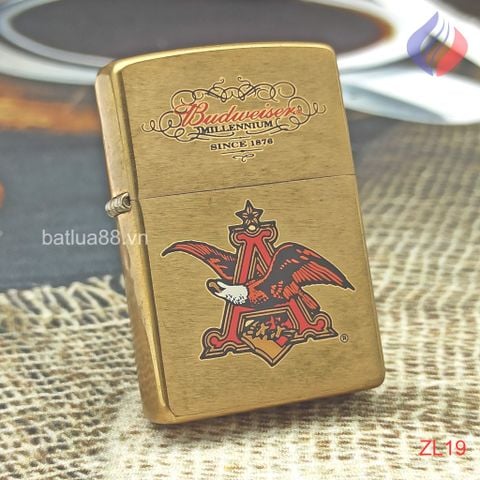 BẬT LỬA ZIPPO BRASS SƠN HẤP NHIỆT HÃNG BIA ĐỜI XVI LA MÃ NĂM 2000 ZL19