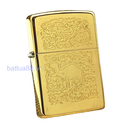 BẬT LỬA ZIPPO MẠ VÀNG GOLD PLATED CHỦ ĐỀ CAMEL HOA VĂN ĐẸP NỔI TIẾNG TOÀN CẦU ĐỜI XI NĂM 1995 ZL229