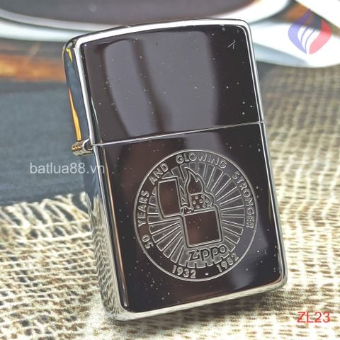 BẬT LỬA ZIPPO CHROME BÓNG CHỦ ĐỀ KỶ NIỆM 50TH ĐỜI VII NĂM 1992 ZL23 BẢN KỶ NIỆM 50 NĂM THÀNH LẬP HÃNG 1932-1982