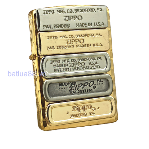 BẬT LỬA ZIPPO 10 ỐP MỘC ĐÁY MẠ VÀNG ZL243