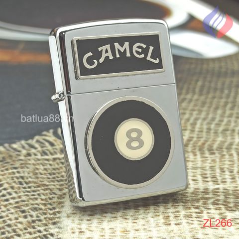 BẬT LỬA ZIPPO CHROME CHỦ ĐỀ BI-A SỐ 8 CAMEL ĐỜI X LA MÃ SẢN XUẤT NĂM 1994 - ZL266