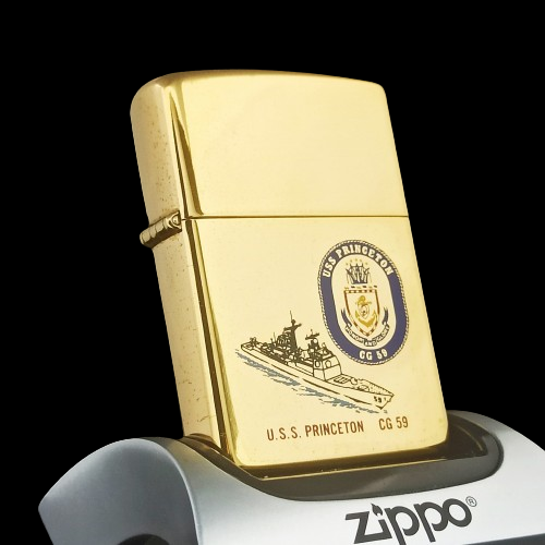 Bật Lửa Zippo Đồng Khối Mạ Vàng Chủ Đề Tầu Chiến Năm 1993 đời IX La Mã Gold Plated  ZL367
