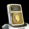 Bật Lửa Zippo Đồng Khối Mạ Chrome Bóng Emblem Dát Vàng Phủ Eboxy Đổi Mầu Theo Nhiệt Độ Rất Hiếm Chính Hãng Đời X La Mã Năm 1994 ZL454