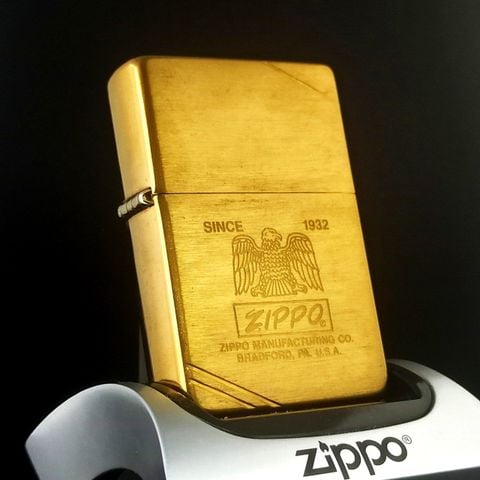 Bật Lửa Zippo Đồng Khối Bản Vintage Chặt Góc Chủ Đề Đại Bàng Hiếm Gặp Đời XI La Mã Sản Xuất Năm 1995 ZL540