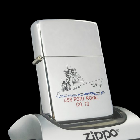 Bật Lửa Zippo Đồng Khối Mạ Chrome Bóng Tầu Chiến 2 Mặt Hiếm Gặp Đời XI La Mã Năm 1995 ZL563