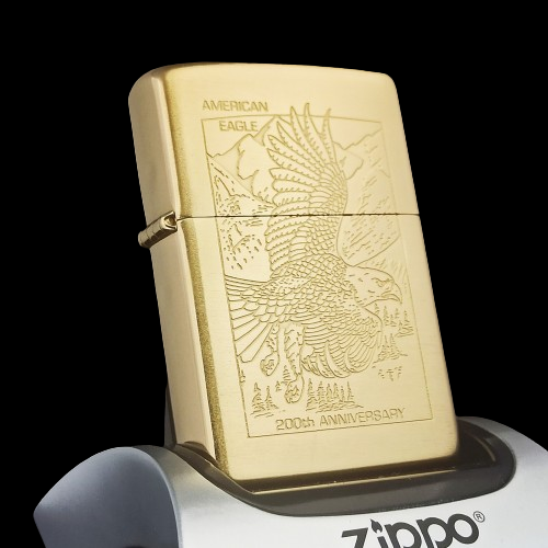 Bật Lửa Zippo Mạ Vàng Gold Plated Khắc Ăn Mòn Đại Bàng Hiếm Gặp Đời XV La Mã Năm 1999 ZL596