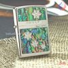 BẬT LỬA ZIPPO MẠ BẠC HOA VĂN KHẢM XÀ CỪ (KHẢM TRAI) HÌNH SAO ZN85
