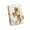 BẬT LỬA ZIPPO USA XUẤT NHẬT MẠ VÀNG NGỰA NỔI NỀN BẠC DEMI VÀNG SANG TRỌNG - ZN95