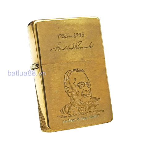 ZIPPO VINTAGE BRASS KHÔNG CHẶT GÓC CHỦ ĐỀ TỔNG THỐNG HOA KỲ RẤT HIẾM ĐỜI V LA MÃ SẢN XUẤT 1989 - ZQH10