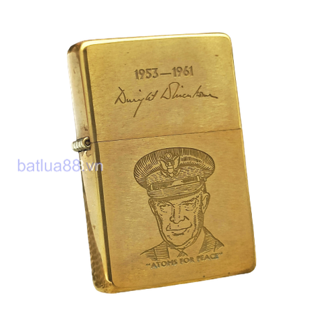 BẬT LỬA ZIPPO VINTAGE BRASS KHÔNG CHẶT GÓC CHỦ ĐỀ TỔNG THỐNG HOA KỲ RẤT HIẾM ĐỜI V LA MÃ SẢN XUẤT 1989 - ZQH11
