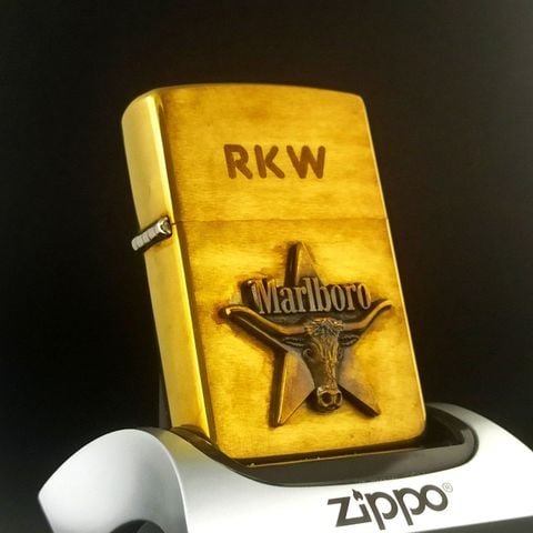 Bật Lửa Zippo Đồng Khối Marlboro Longhorns Đầu Bò Đời VII La Mã Năm 1991 Cực Hiếm ZQH126