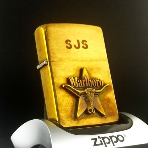 Bật Lửa Zippo Đồng Khối Marlboro Longhorns Đầu Bò Đời VII La Mã Năm 1991 Cực Hiếm ZQH128